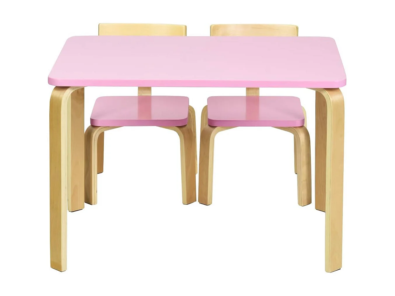 Kindertisch mit 2 Stühlen aus Holz 3tlg. Kindersitzgruppe Sitzgruppe für Kinder Rosa