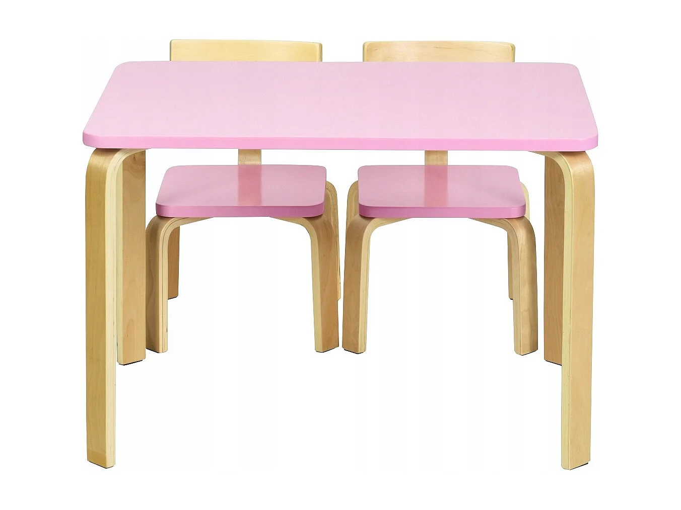 Kindertisch mit 2 Stühlen aus Holz 3tlg. Kindersitzgruppe Sitzgruppe für Kinder Rosa