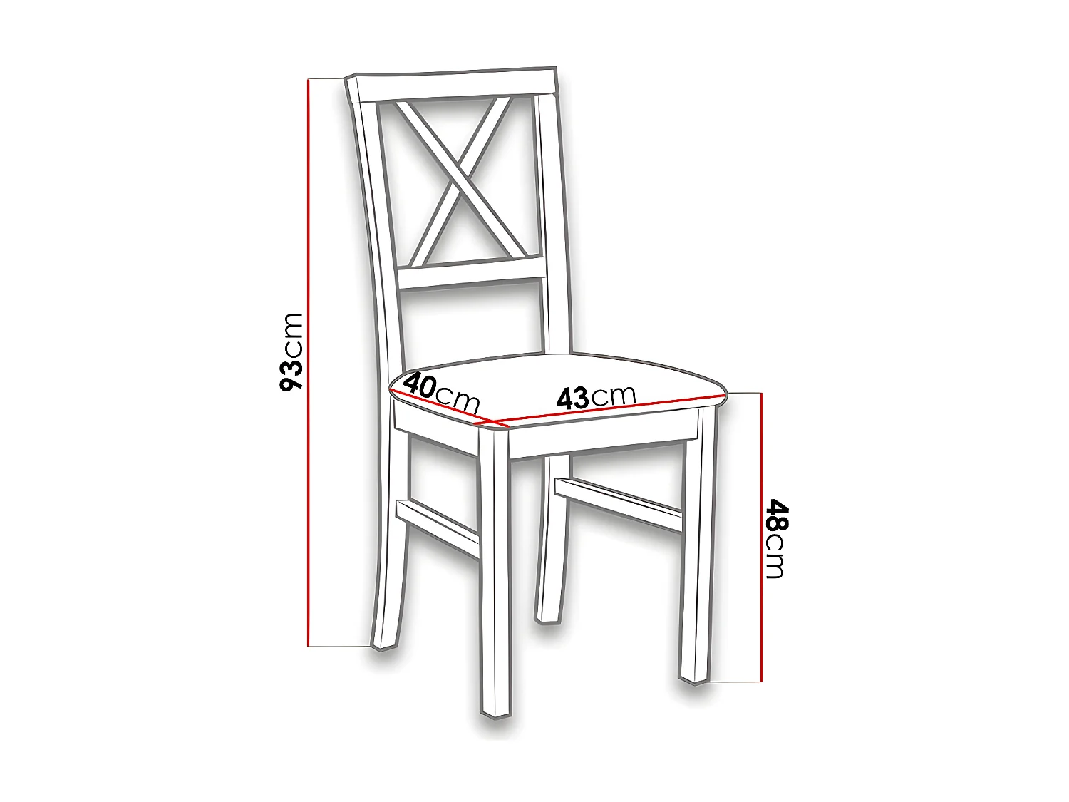 Silla Victorville 156, Negro, 93x43x40cm, Tapiz, De madera, Madera, Muebles ya montados