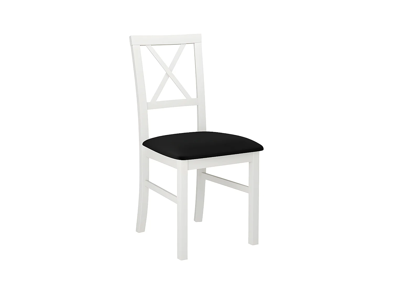 Chaise Victorville 156, Noir|Blanc, 93x43x52cm, Tapisserie, En bois, Bois