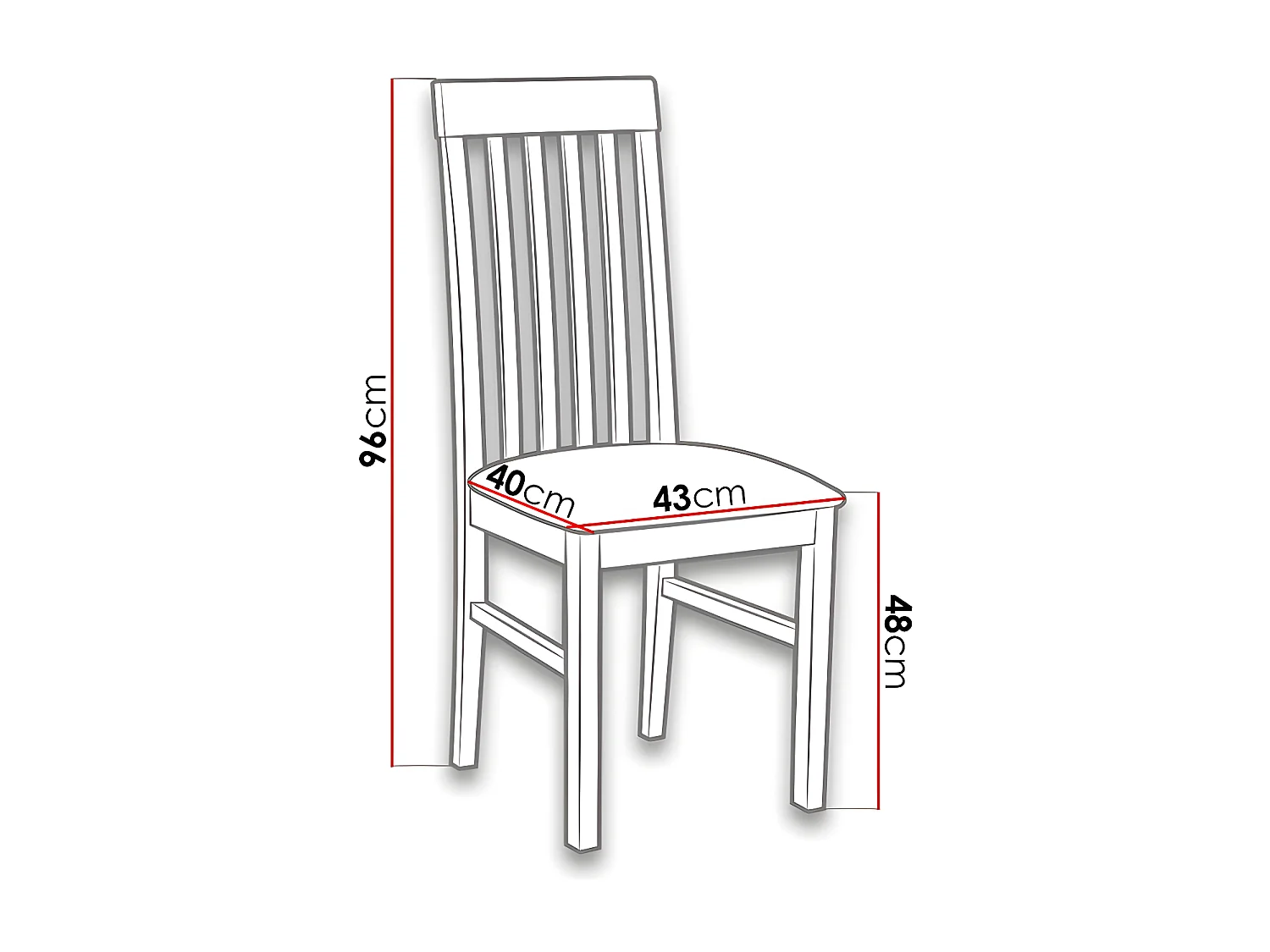 Sedia Victorville 164, 96x43x40cm, Arazzo, Di legno, Legno, Mobile già assemblato
