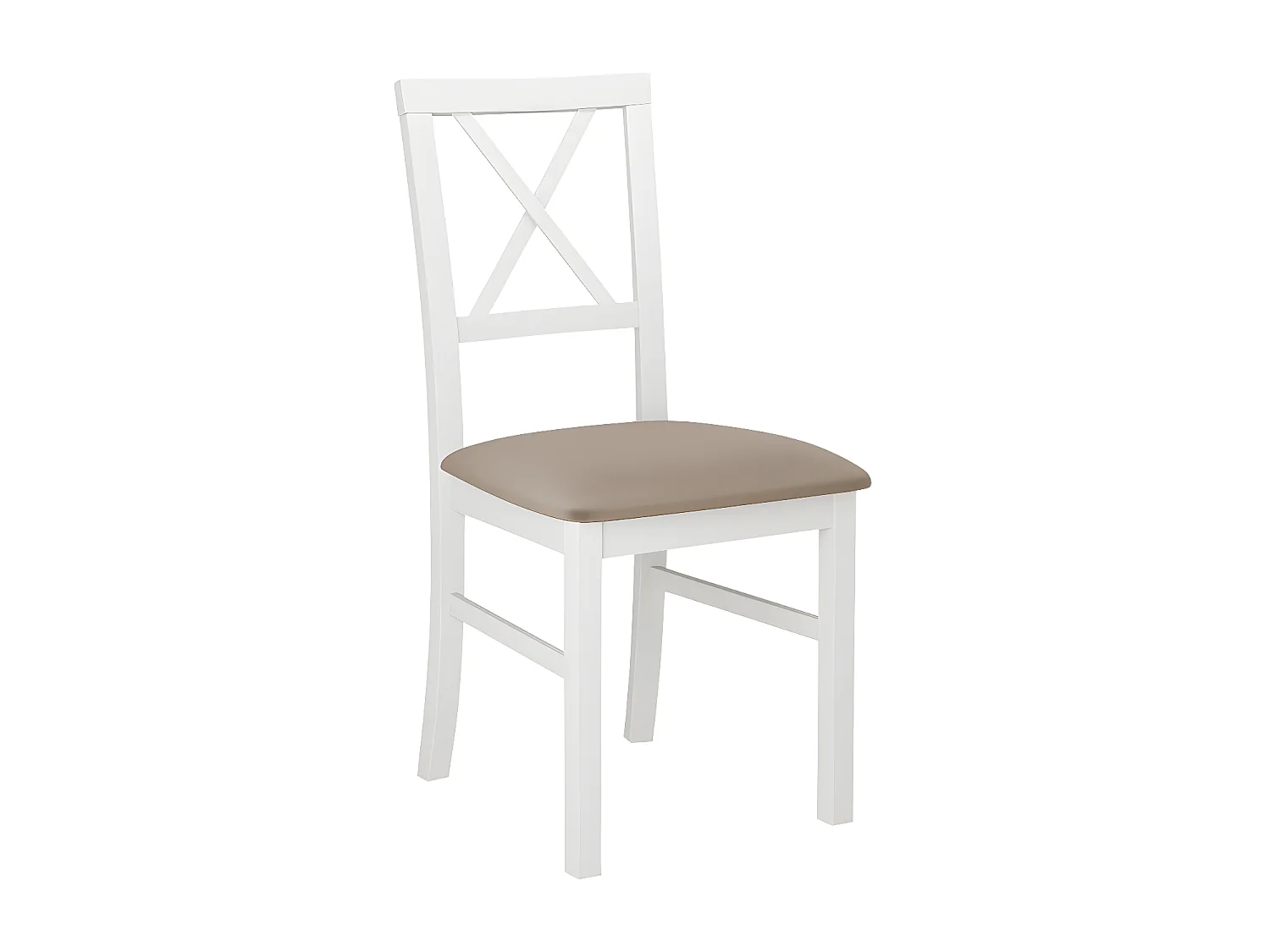 Silla Victorville 156, De color marrón claro|Blanco, 93x43x40cm, Tapiz, De madera, Madera