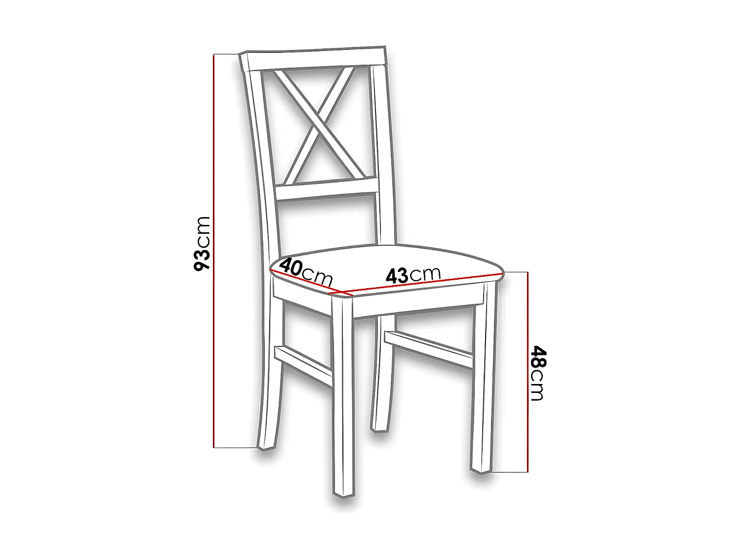 Silla Victorville 156, De color marrón claro|Blanco, 93x43x40cm, Tapiz, De madera, Madera