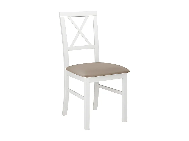 Silla Victorville 156, De color marrón claro|Blanco, 93x43x40cm, Tapiz, De madera, Madera