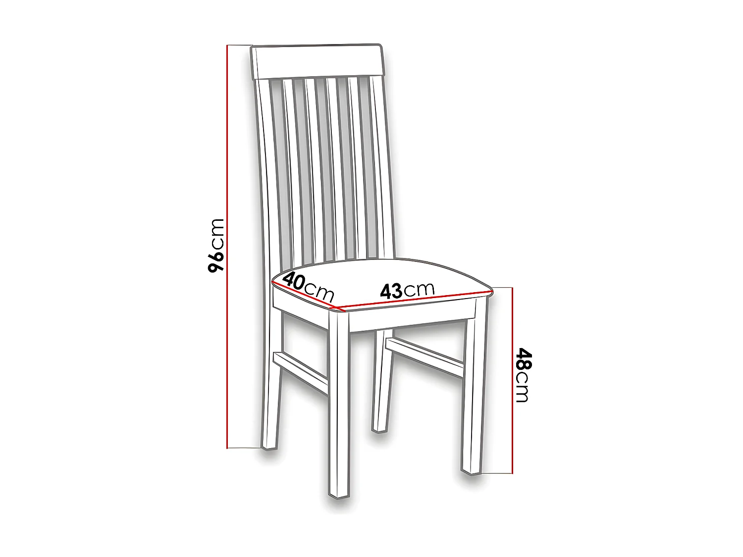 Chaise Victorville 164, 96x43x40cm, Tapisserie, En bois, Bois, Mobilier déjà assemblé