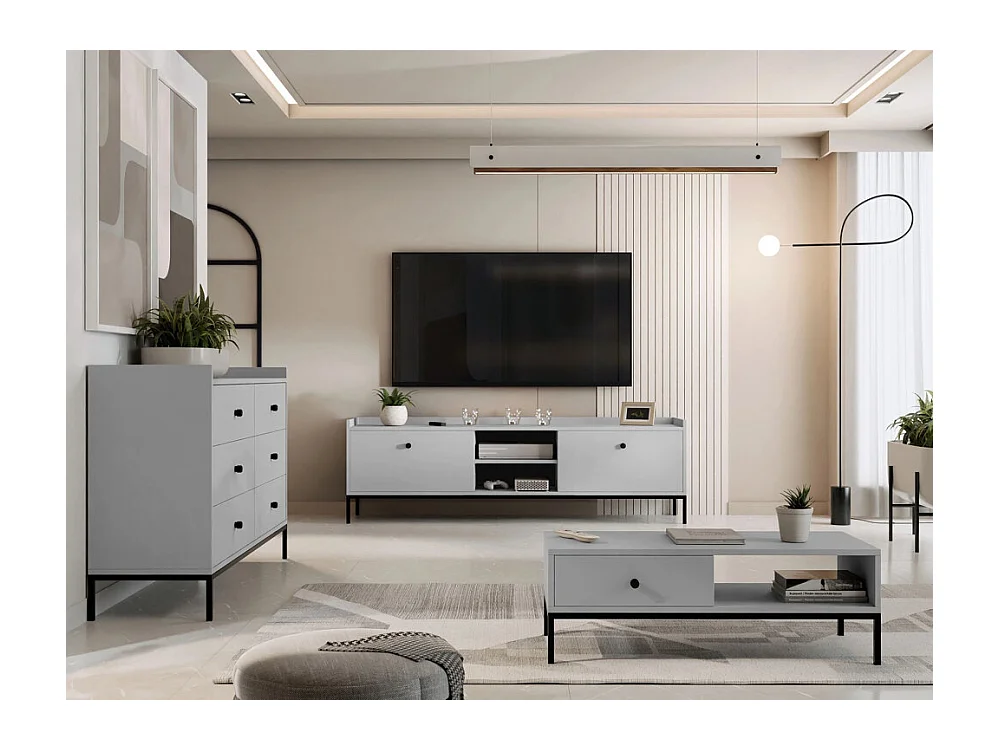 Commode Comfivo Etmore 101, Gris, Avec tiroirs, 80x130x40cm