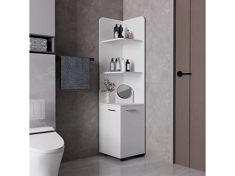 Torre de casa de banho Malibu em Melamina, com 2 portas e 3 prateleiras , 158 cm X 37.5 cm X 36 cm , Branco