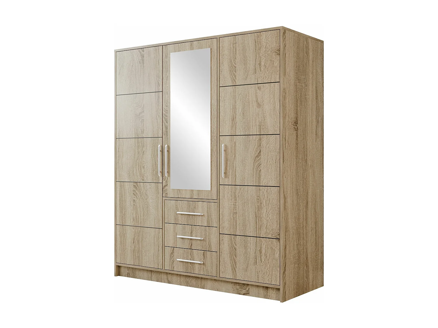 Armoire Dortivu 148, Sonoma chêne, 200x147x58cm, Portes d'armoire: Avec des charnières