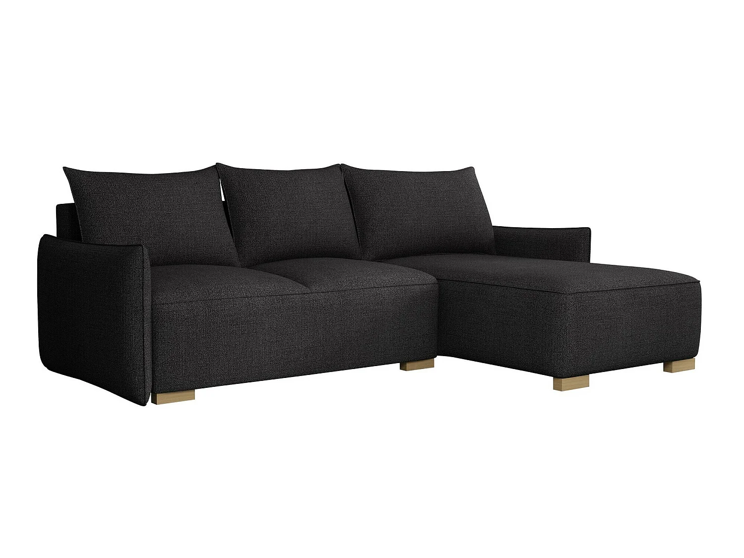 Canapé d'angle convertible 3 places en tissu noir COLUMBUS