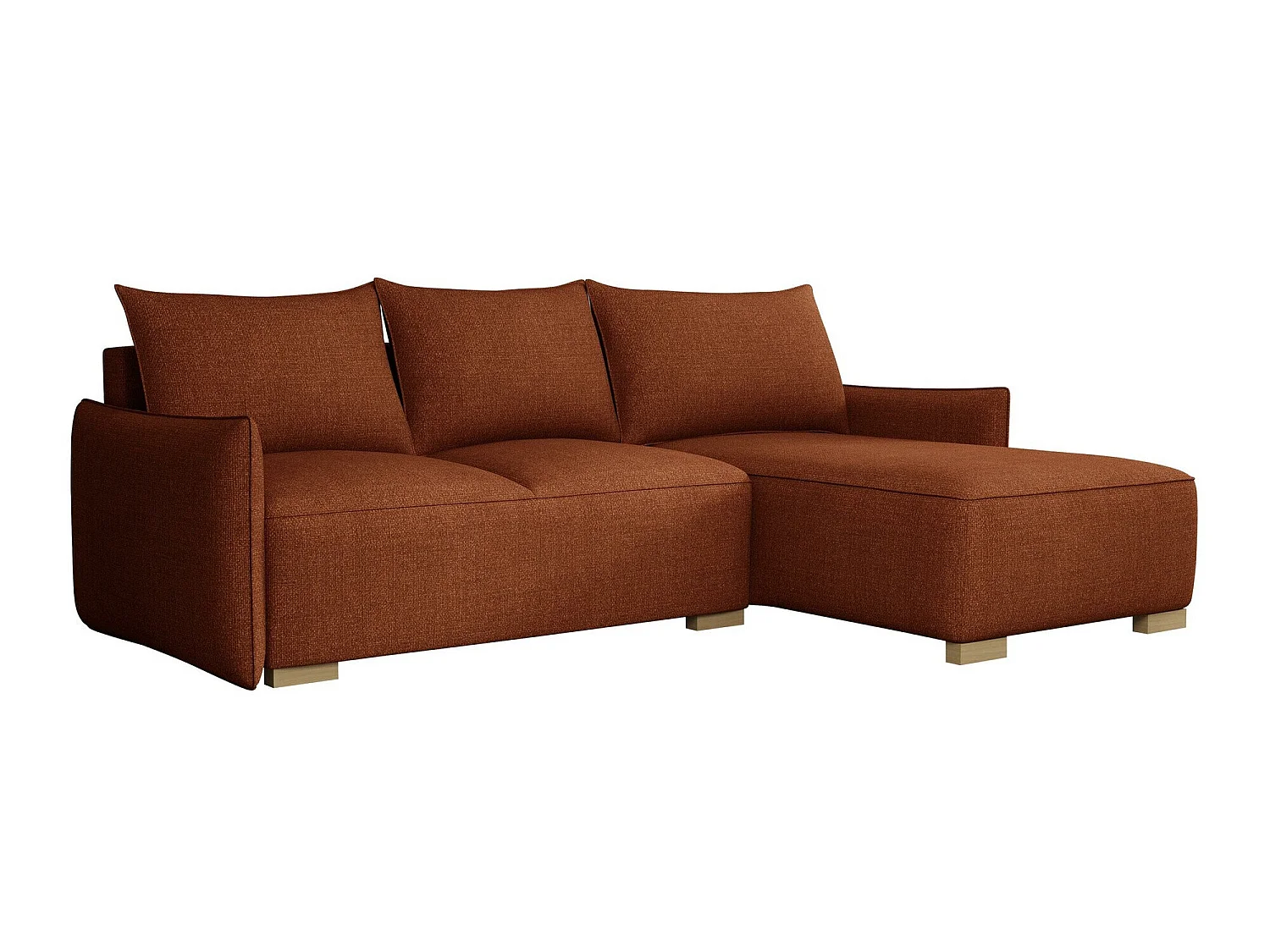 Canapé d'angle convertible 3 places en tissu rouge COLUMBUS