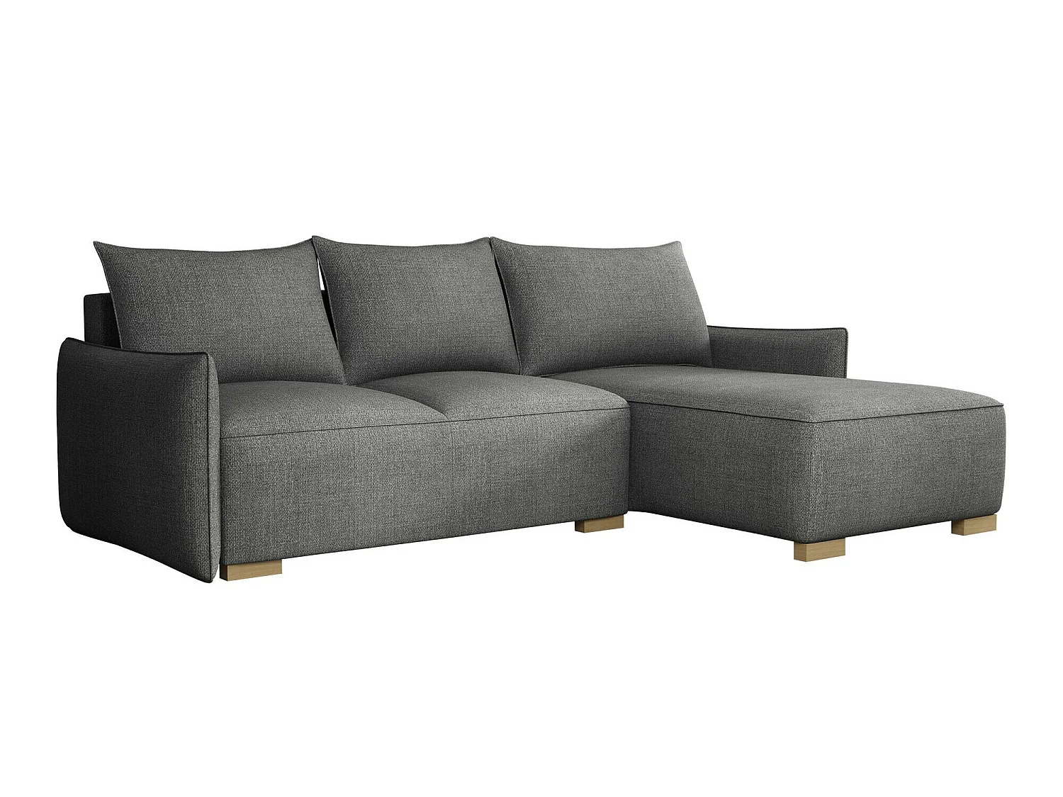Canapé d'angle convertible 3 places en tissu gris anthracite
