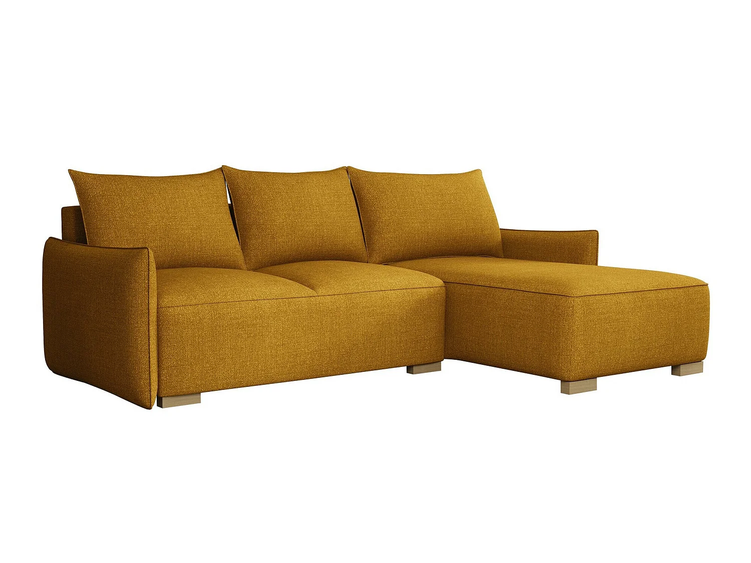 Canapé d'angle convertible 3 places en tissu jaune COLUMBUS