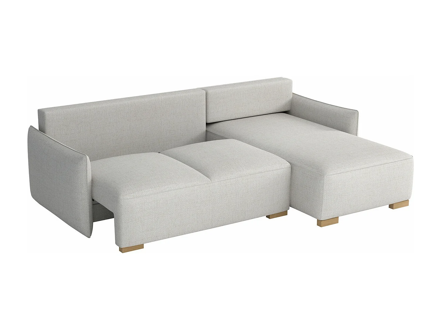 Canapé d'angle Columbus 226, Brun clair, Fonction de couchage, Boîte de literie, 240x87cm