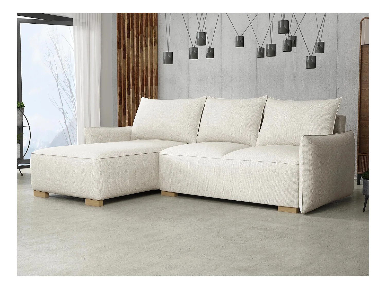 Sofá rinconero Columbus 226, De color marrón claro, Función de descanso, Almacenaje, 87cm