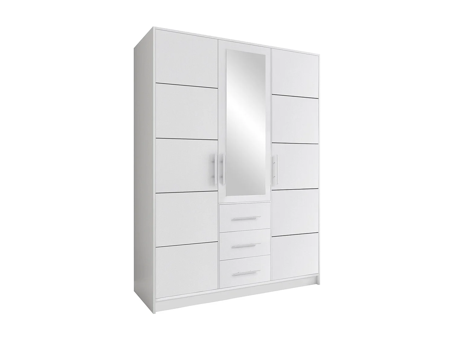 Armoire Dortivu II, Blanc, 200x147x58cm, Portes d'armoire: Avec des charnières