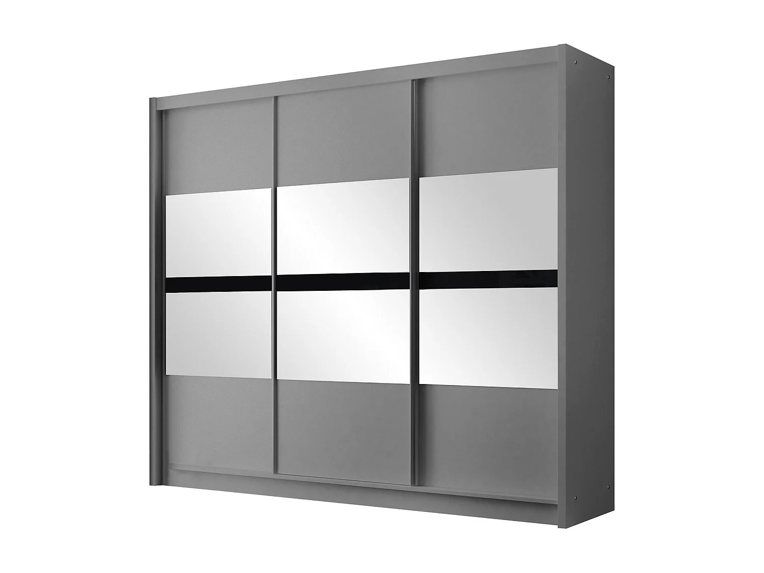 Armoire Honolulu 233, Noir|Graphite, 215x250x61cm, Portes d'armoire: Coulissantes