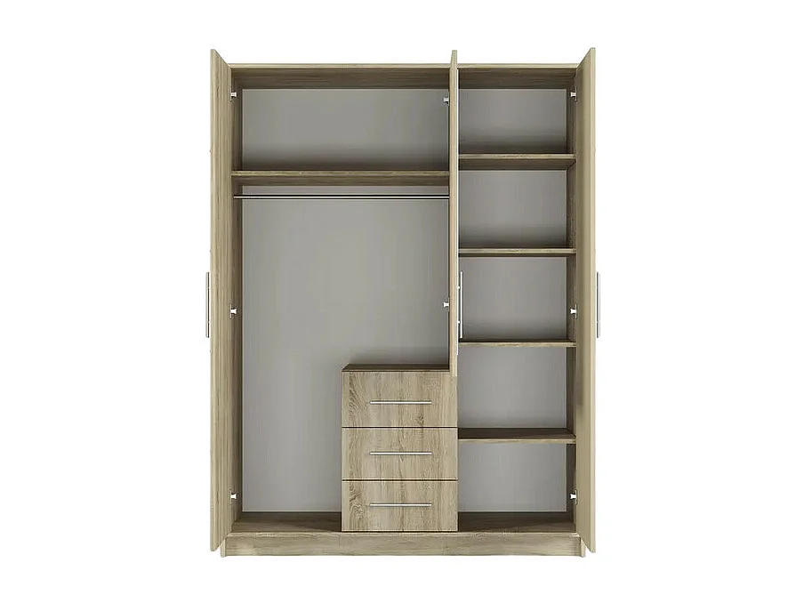 Armoire Dortivu 148, Chêne wellington, 200x147x58cm, Nombre d'étagères: 5