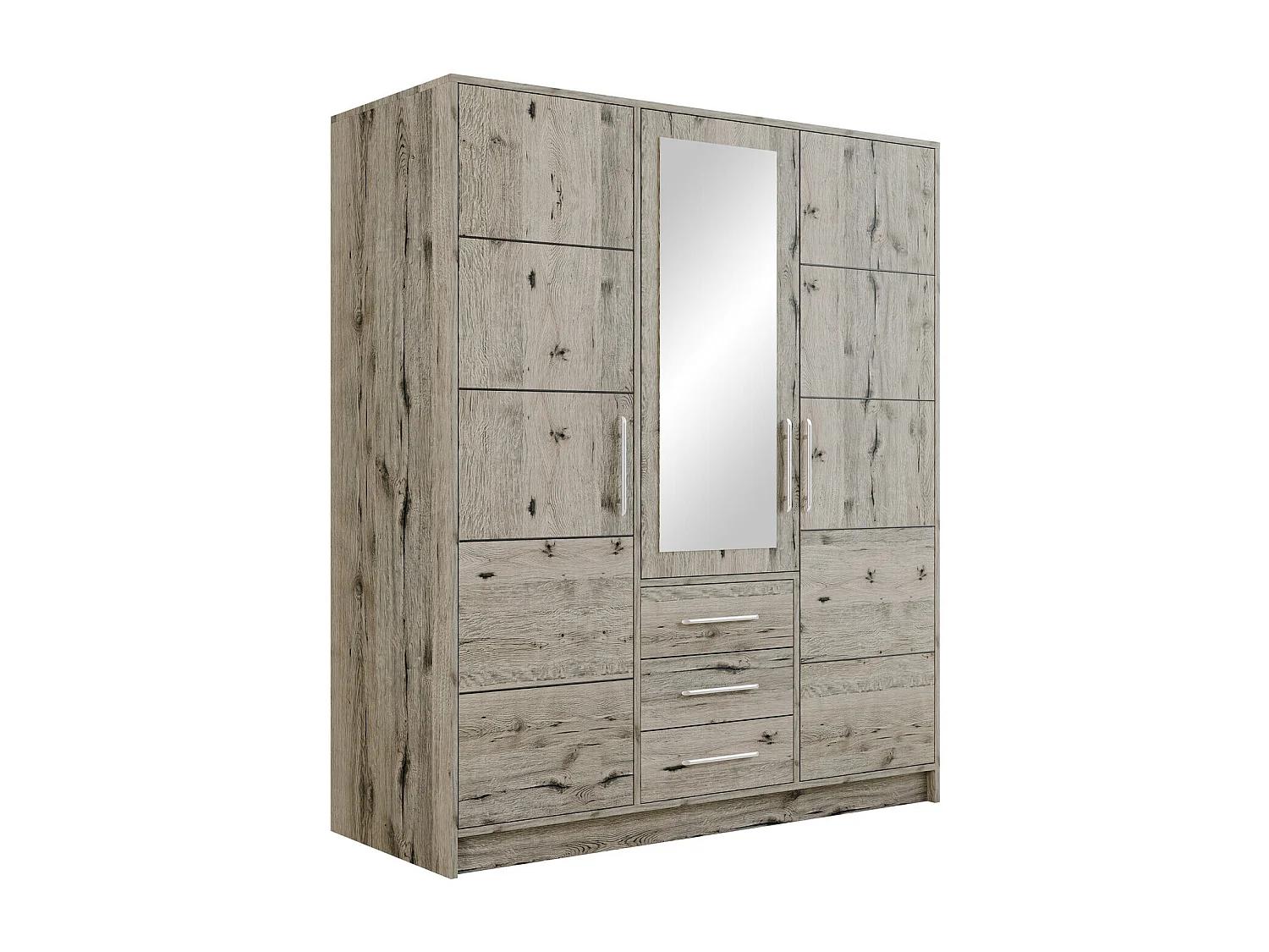 Armario Dortivu 148, Roble wellington, 200x147x58cm, Puertas de armario: Con bisagras