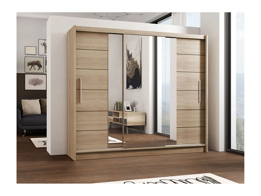 Armoire Honolulu 119, Sonoma chêne, 215x250x61cm, Portes d'armoire: Coulissantes