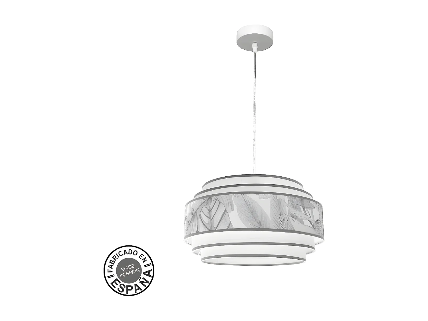 Colgante Con Pantalla Modelo Camerun Gris 1 Luz