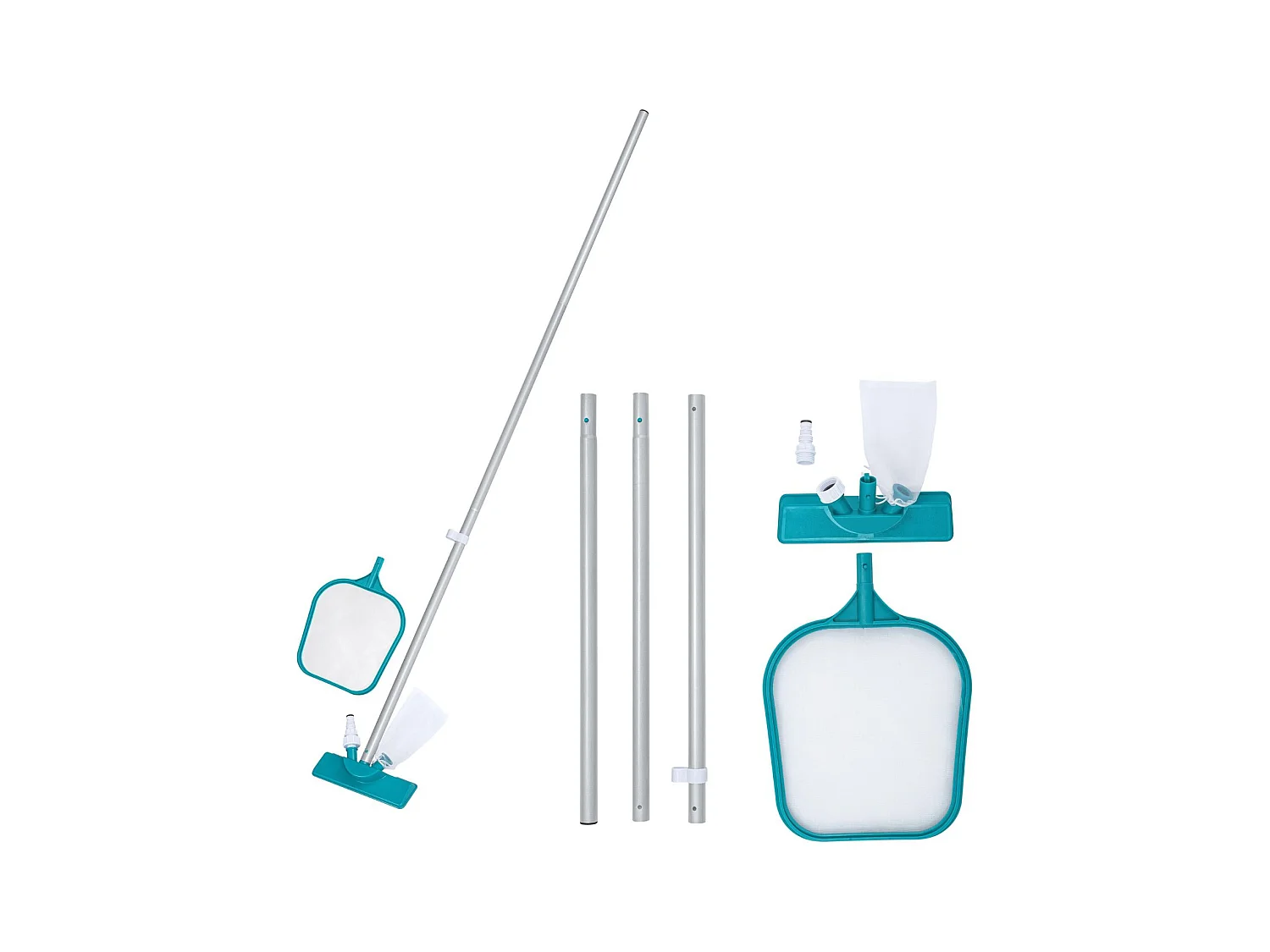 Kit de Mantenimiento para Piscinas Bestway AquaClear con Pértiga 167 cm, Limpiafondos y Recogehojas