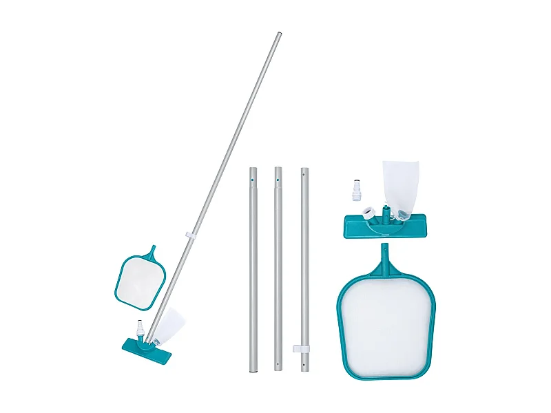 Kit de Mantenimiento para Piscinas Bestway AquaClear con Pértiga 167 cm, Limpiafondos y Recogehojas