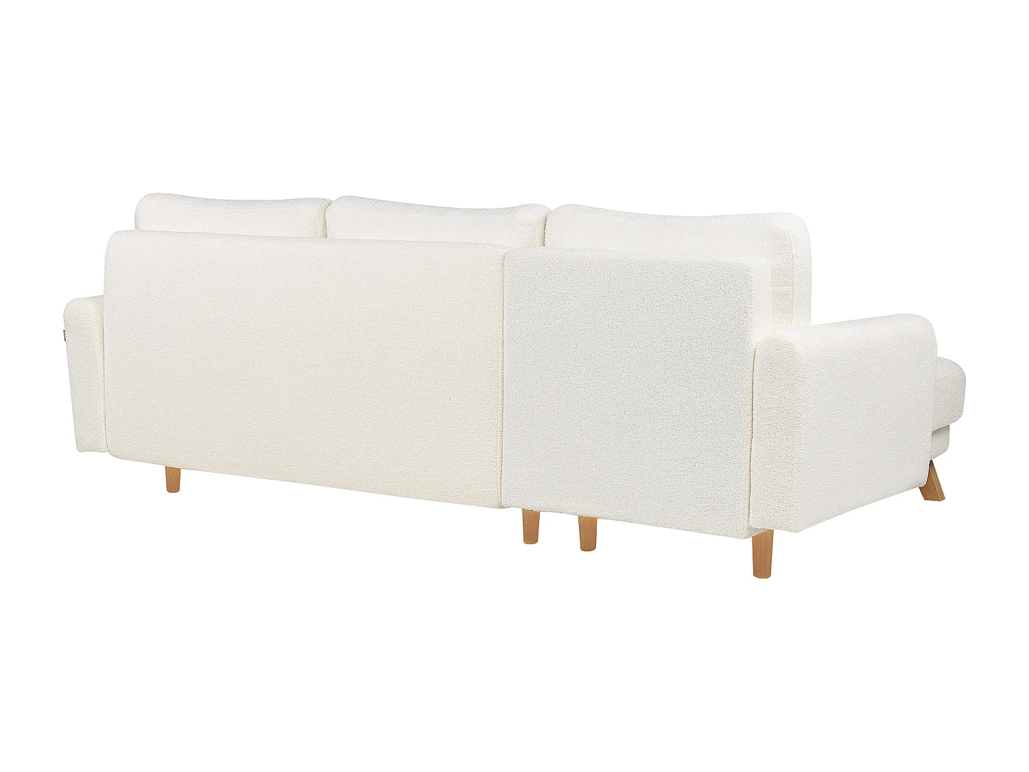 Eckschlafsofa SIRO Bouclé Cremeweiss mit Stauraum 3-Sitzer rechtsseitig