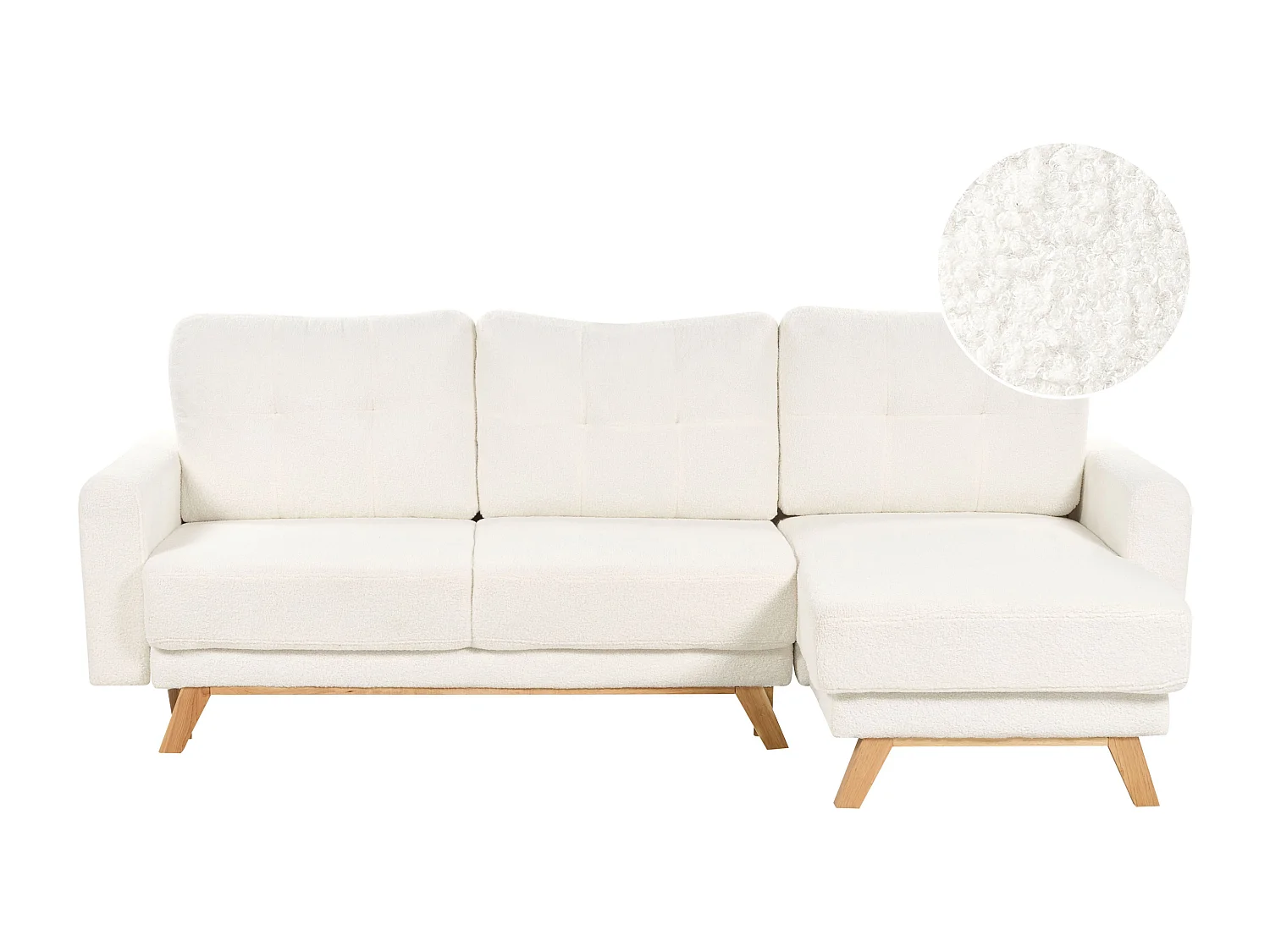 Sofá-cama SIRO Bouclé Branco creme com arrumação 3 lugares à esquerda