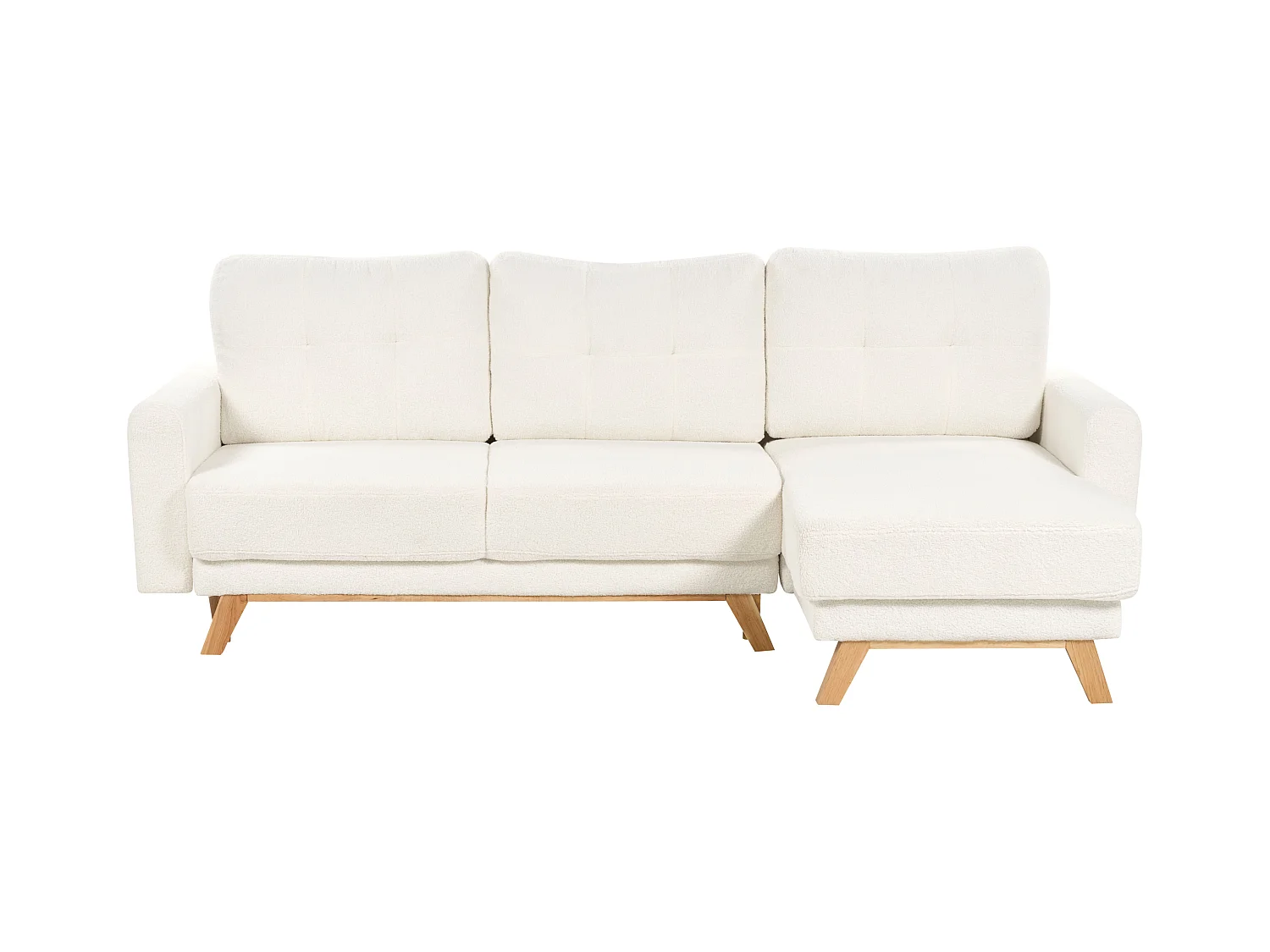 Sofá-cama SIRO Bouclé Branco creme com arrumação 3 lugares à esquerda