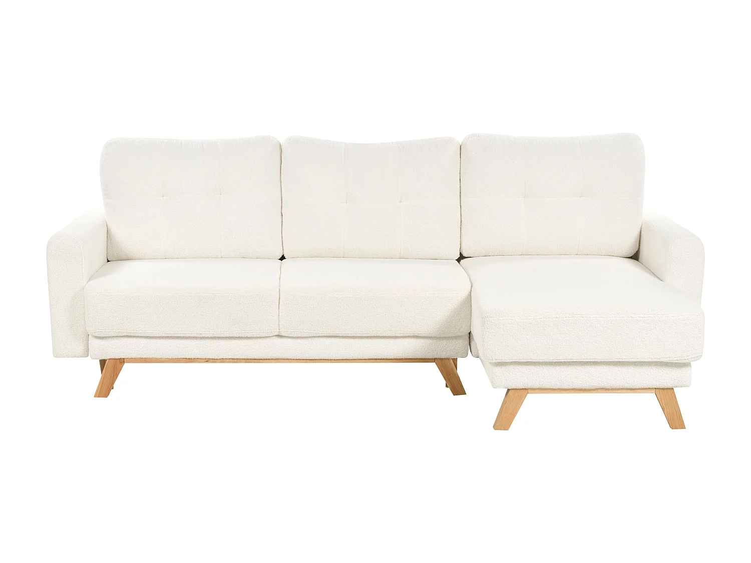 Sofá-cama SIRO Bouclé Branco creme com arrumação 3 lugares à esquerda