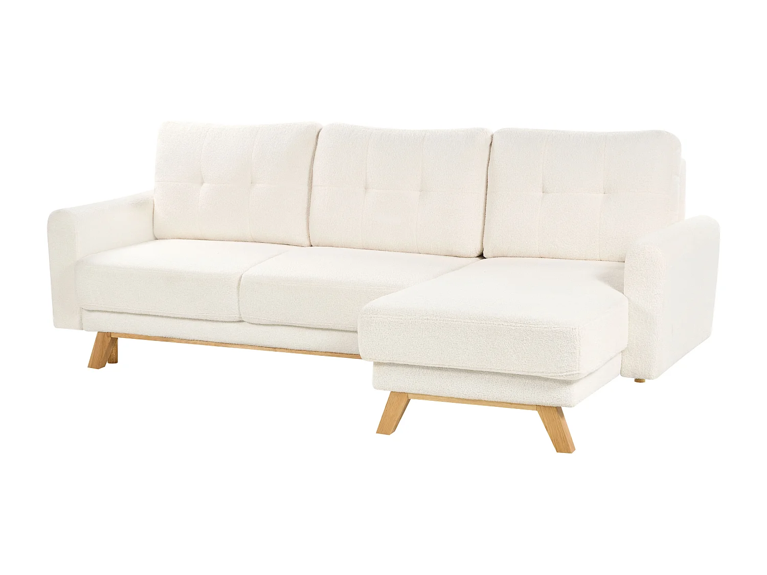 Sofá-cama SIRO Bouclé Branco creme com arrumação 3 lugares à esquerda