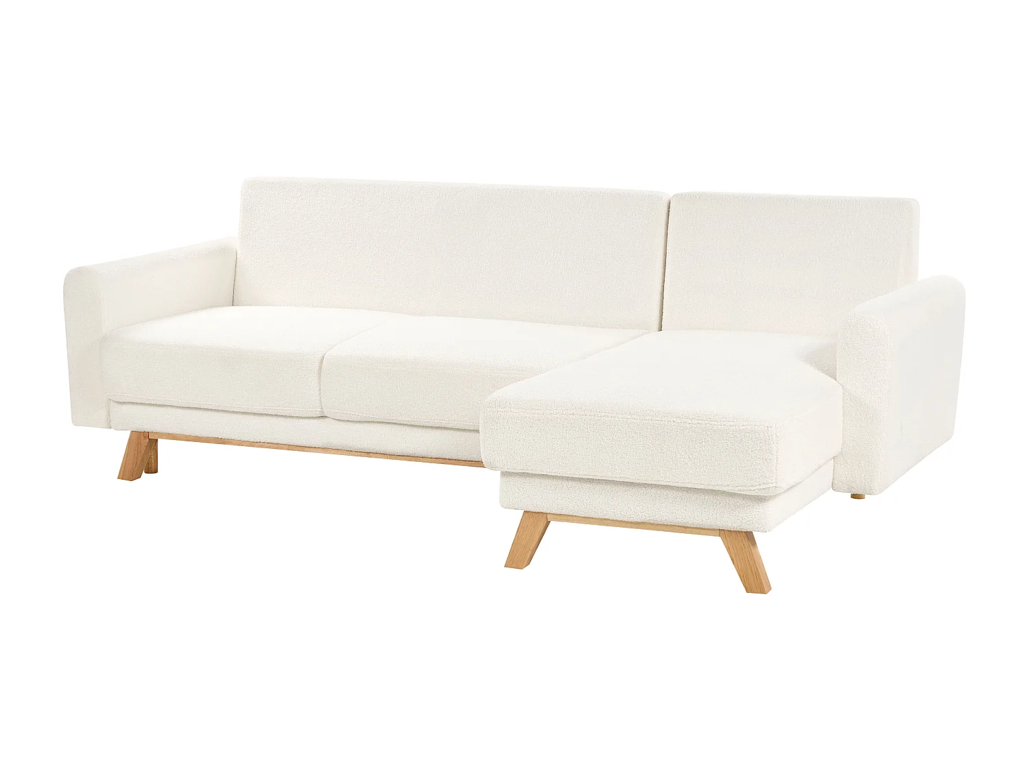 Sofá-cama SIRO Bouclé Branco creme com arrumação 3 lugares à esquerda