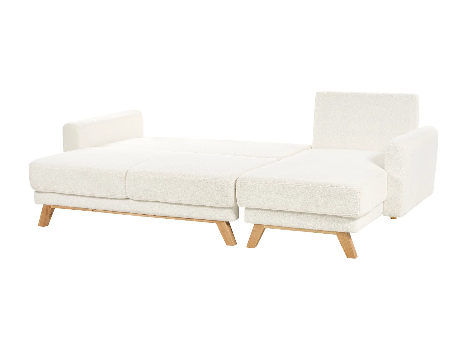 Sofá-cama SIRO Bouclé Branco creme com arrumação 3 lugares à esquerda