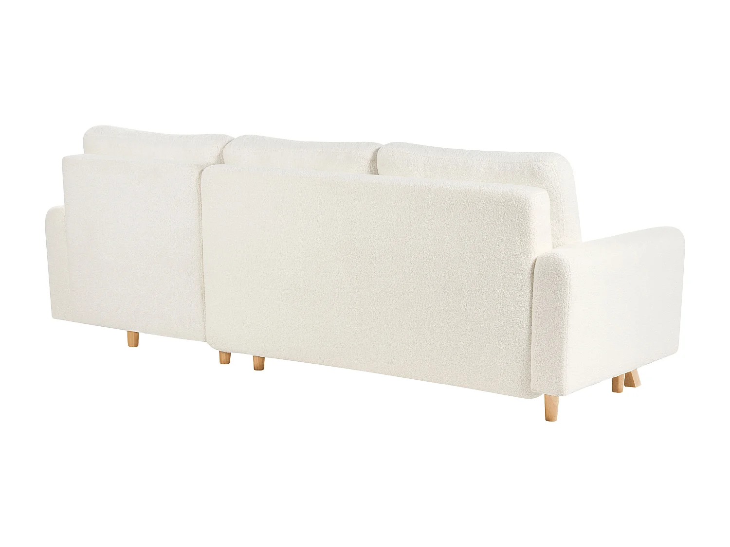 Canapé d'Angle à Gauche 3 Places Convertible Dossier Rembourré en Tissu Bouclé Blanc Siro