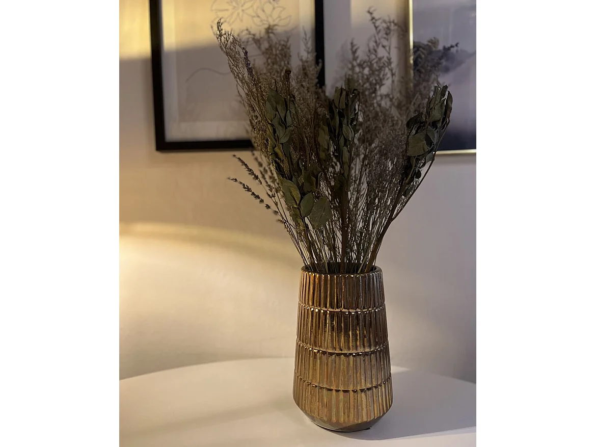Bouquet de fleurs séchées 70 cm violet et vert NAWARRA