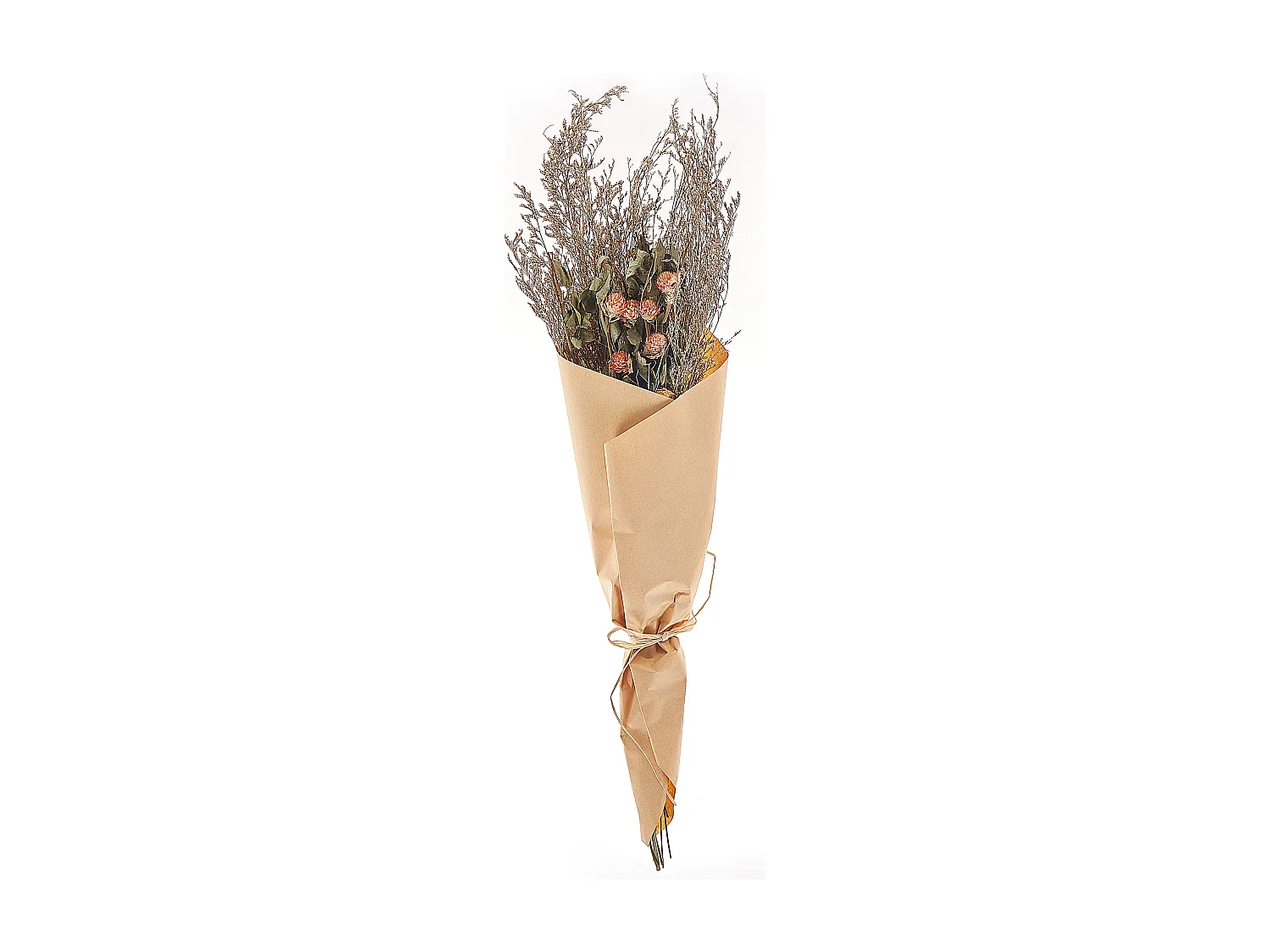 Bouquet de fleurs séchées 65 cm orange et vert AZUEL