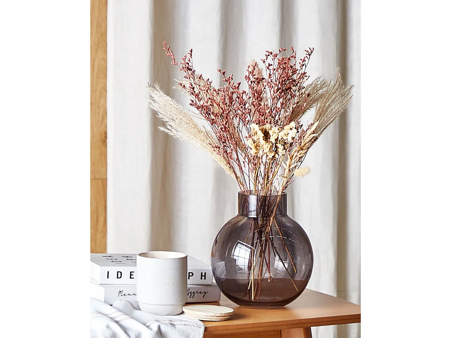Bouquet de fleurs séchées 50 cm rose ZAMORA