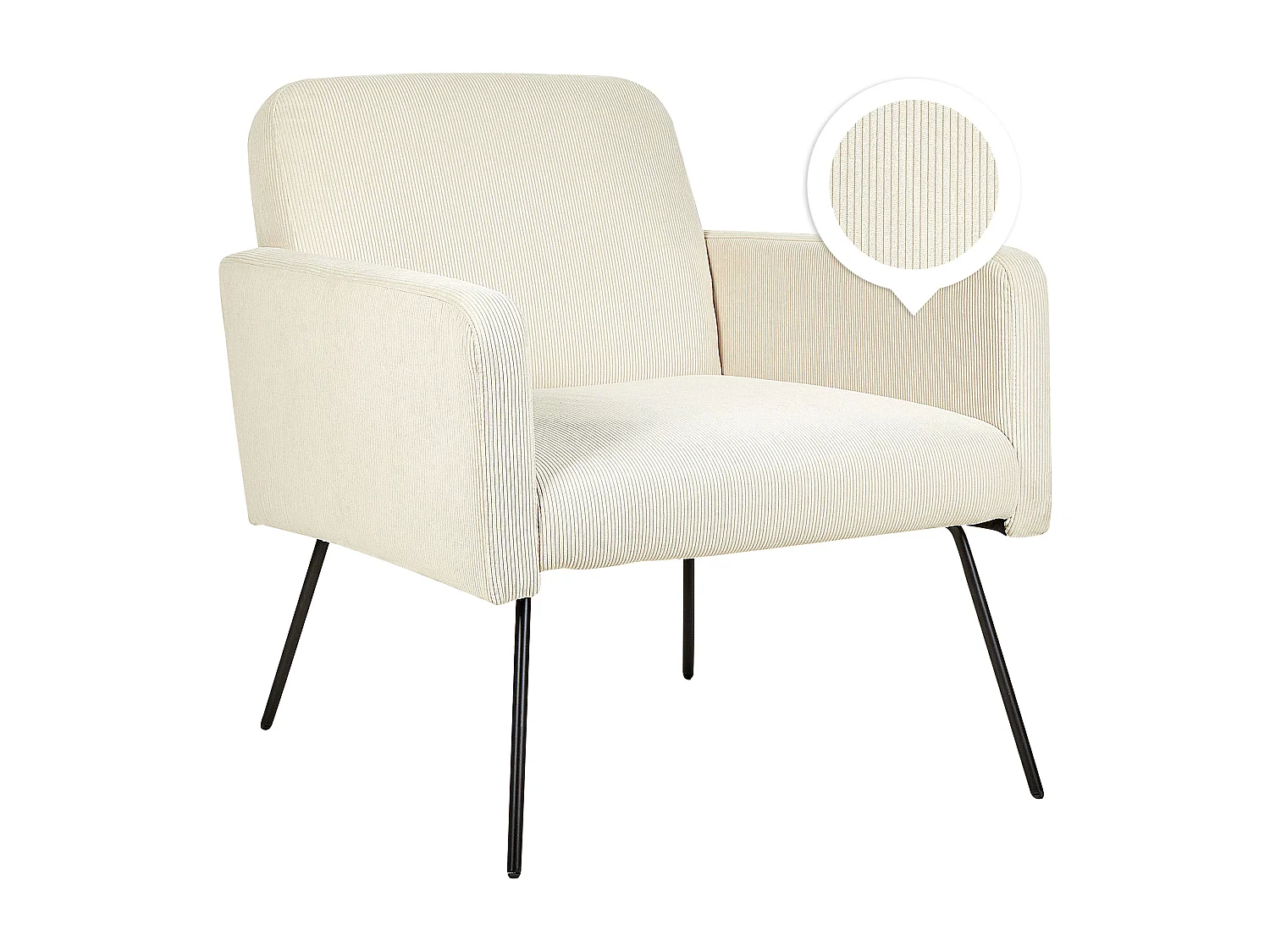 Fauteuil NARKEN Velours côtelé Crème