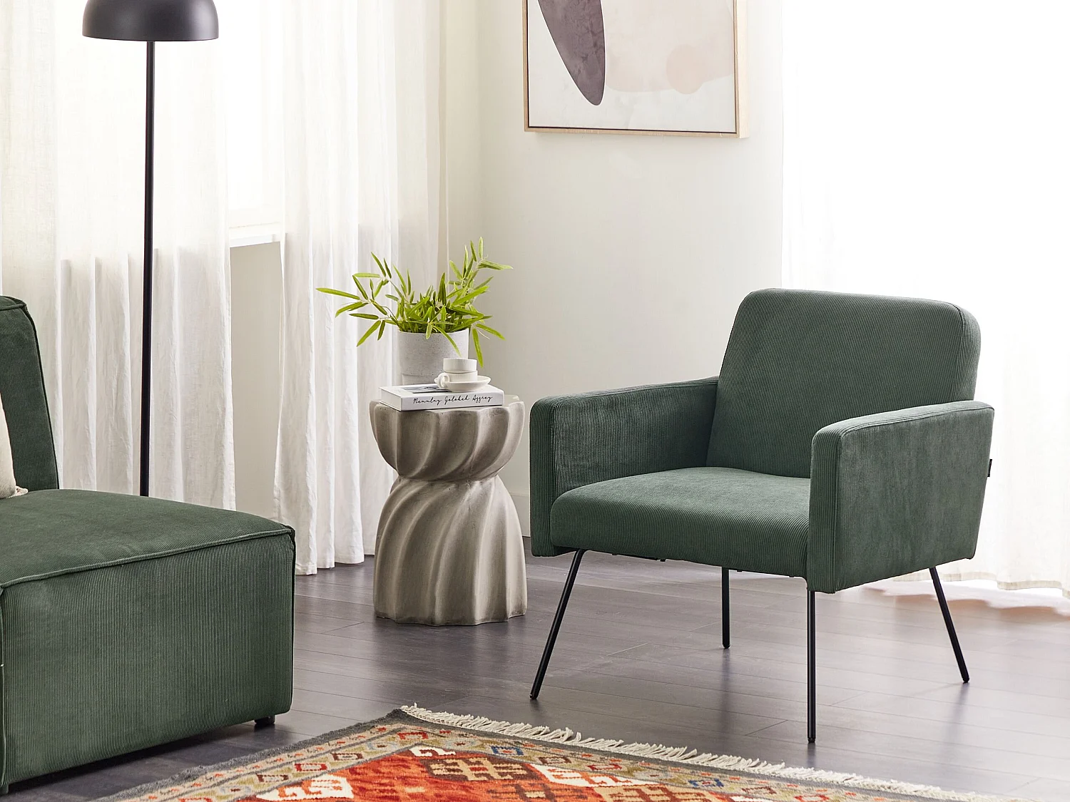 Fauteuil NARKEN Velours côtelé Vert foncé