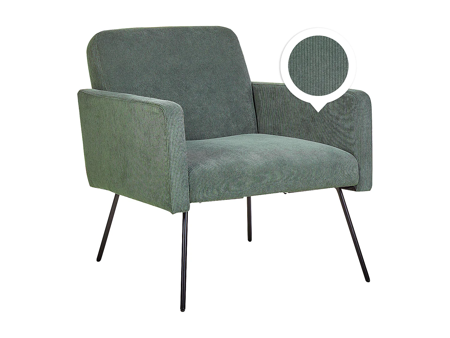 Fauteuil NARKEN Velours côtelé Vert foncé