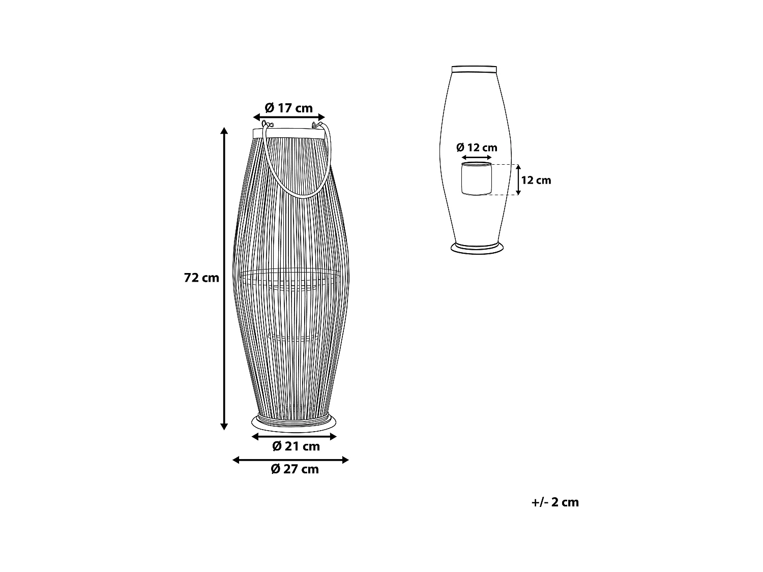 Lanterne TAHITI Bambou 72 cm Noir