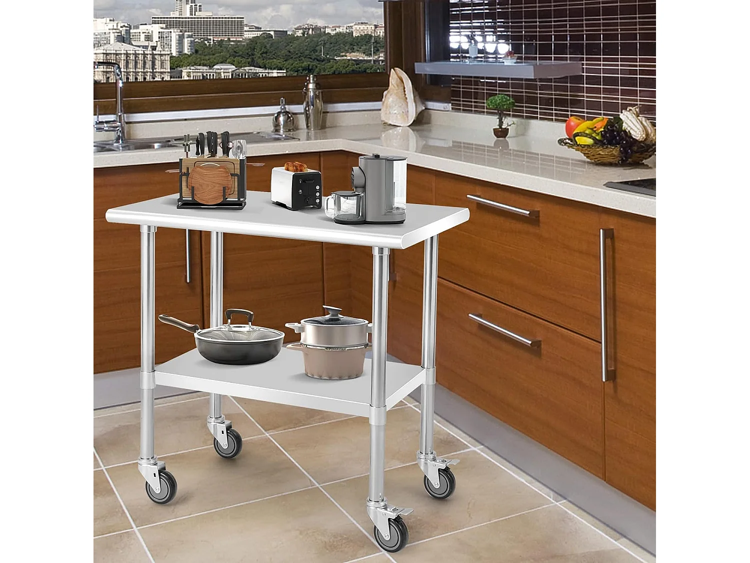 Edelstahltisch Arbeitstisch Küchentisch Edelstahl Silbrig 91,5 x 61 x 88,5 cm