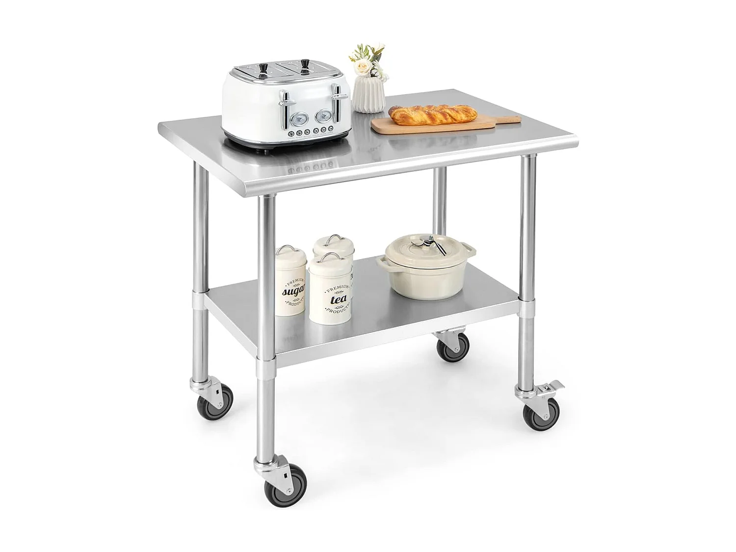 Edelstahltisch Arbeitstisch Küchentisch Edelstahl Silbrig 91,5 x 61 x 88,5 cm