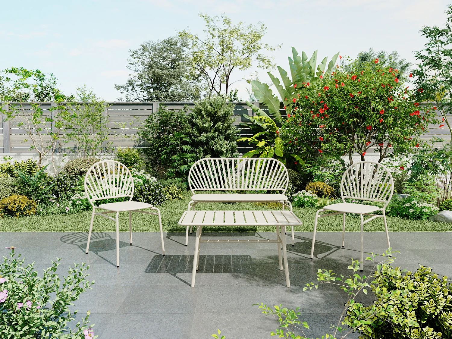 Gartenbank - Metall - Beige - CEDEIRA von MYLIA