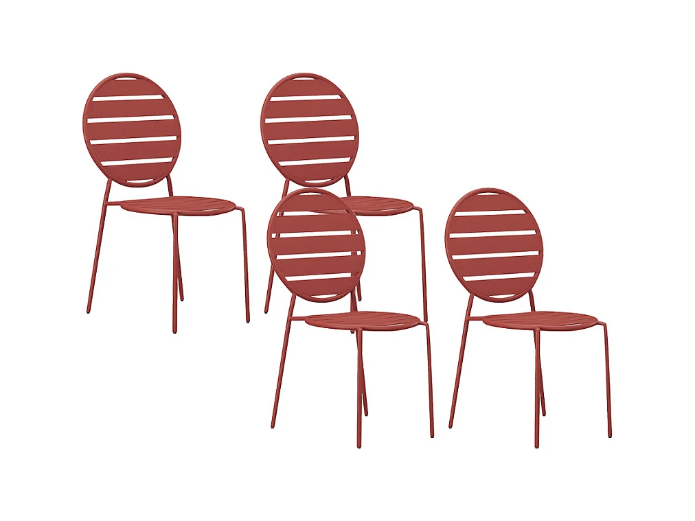 Lot de 4 chaises de jardin empilables en métal - Terracotta - MONTEFARO de MYLIA