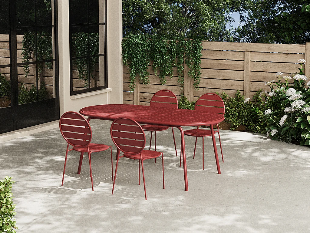 Conjunto de 4 sillas de jardín apilables de metal - Terracota - MONTEFARO de MYLIA