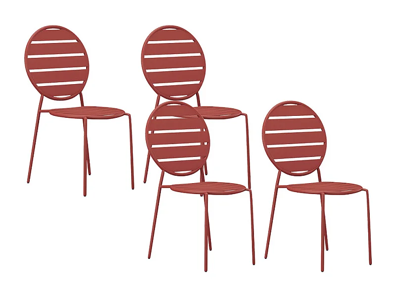 Lot de 4 chaises de jardin empilables en métal - Terracotta - MONTEFARO de MYLIA