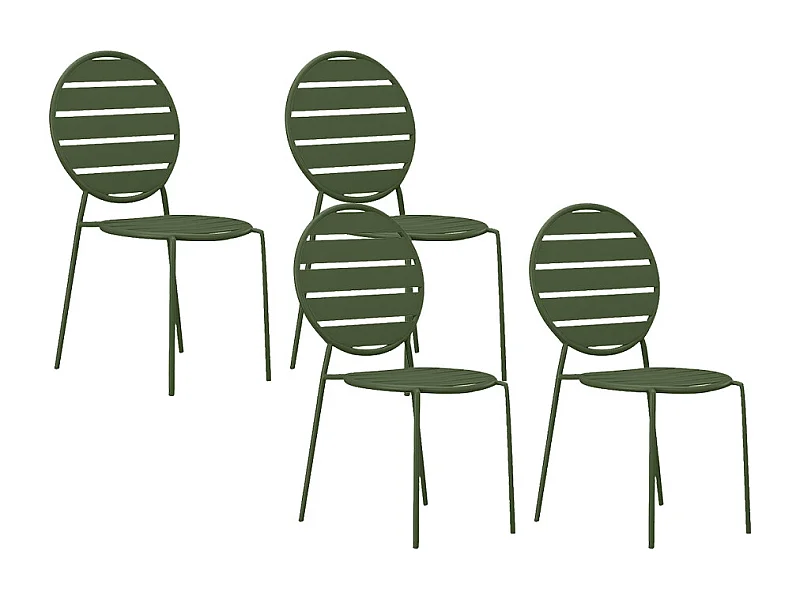 Gartenstuhl stapelbar 4er-Set - Metall - Kaki - MONTEFARO von MYLIA