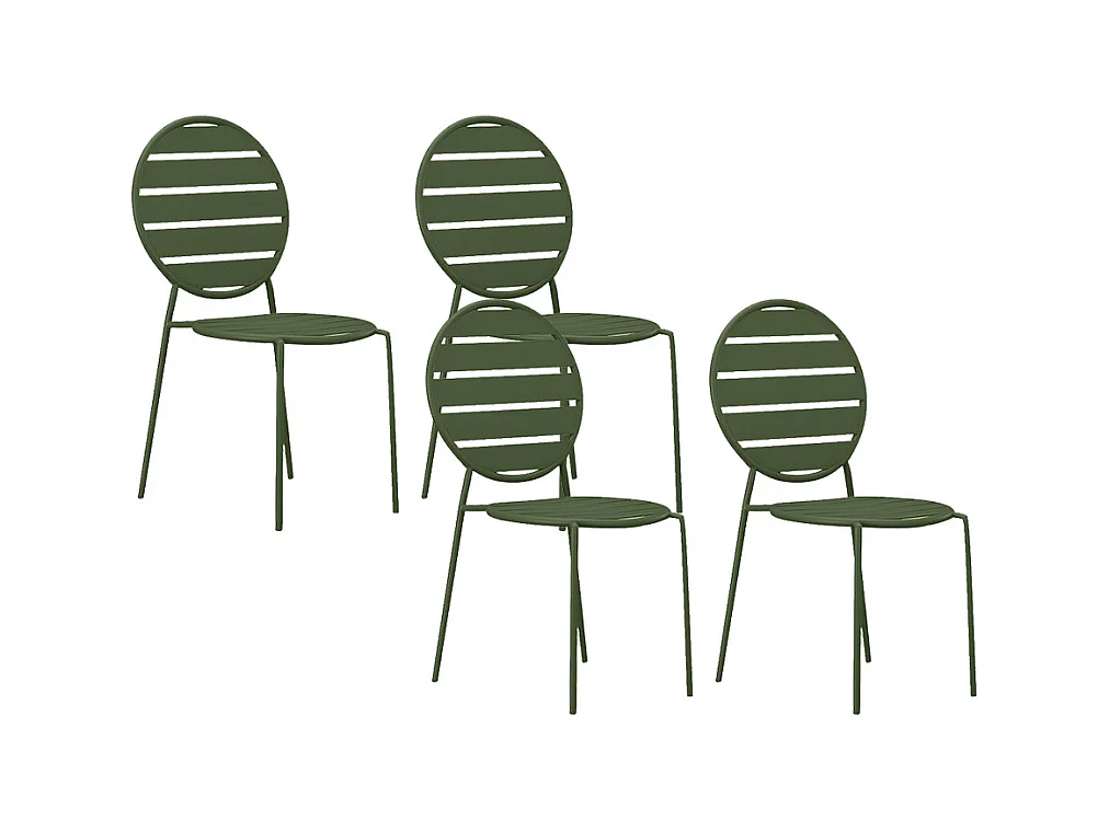 Lot de 4 chaises de jardin empilables en métal - Kaki - MONTEFARO de MYLIA