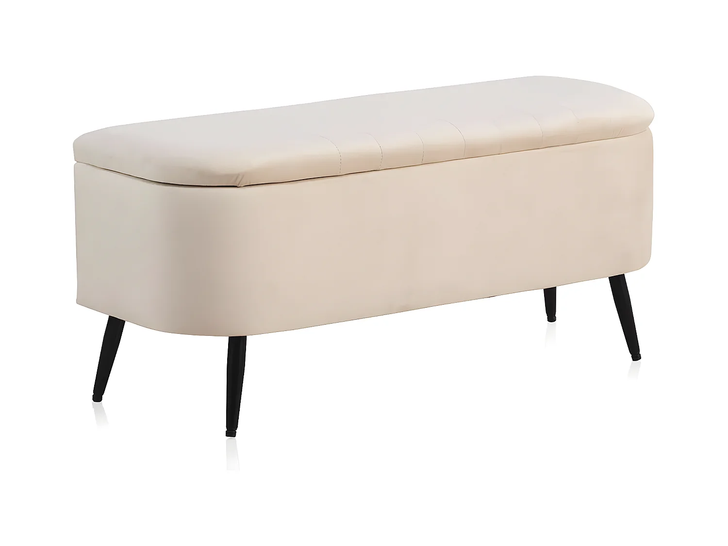 Tabouret tapissé en tissu velours beige avec pieds en métal